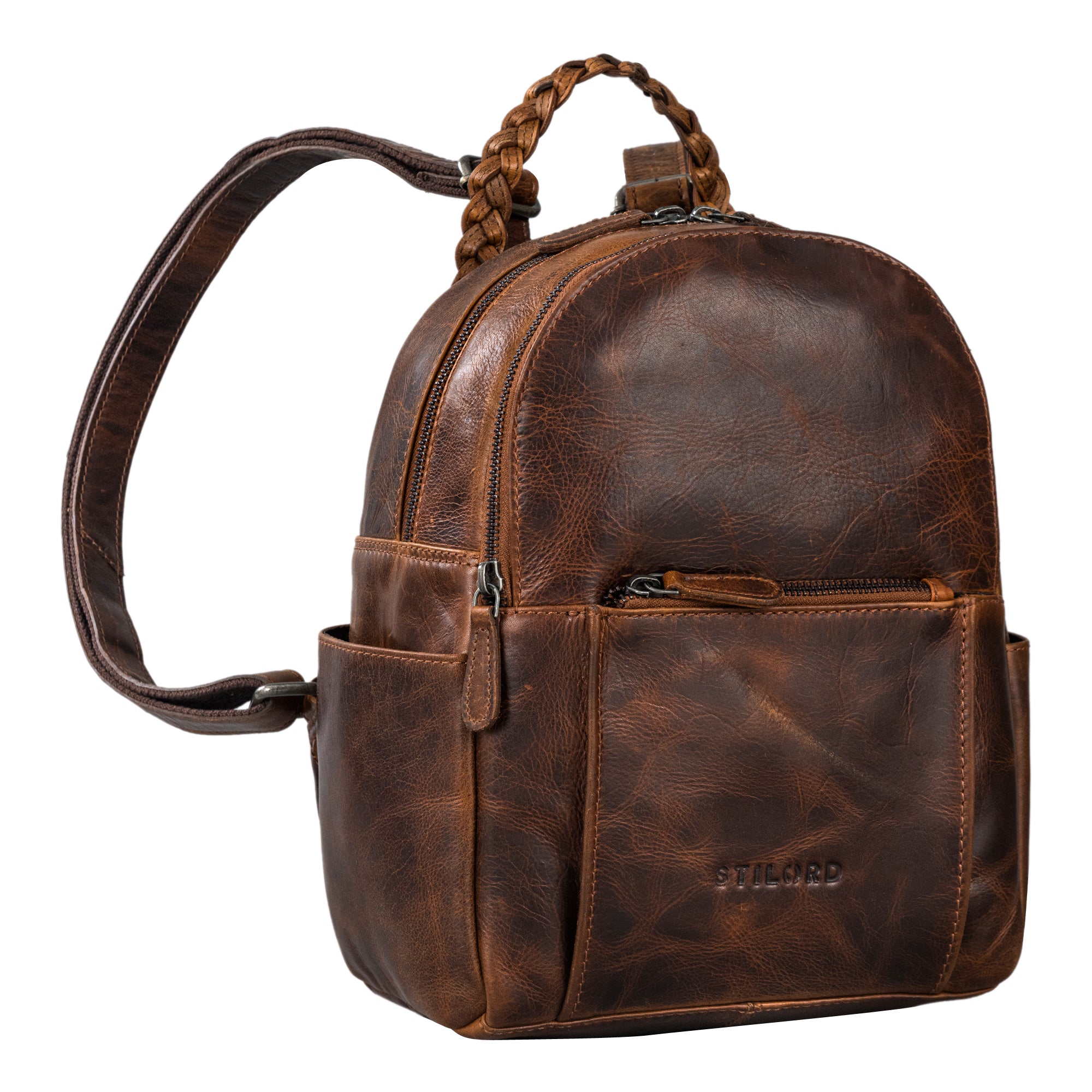 Lederrucksack Damen Braun