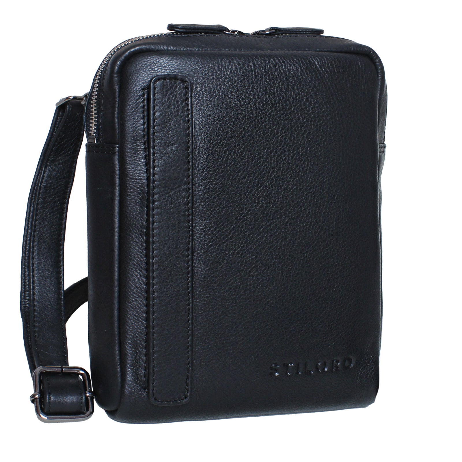 Leder Cross Body Bag Herren schwarz