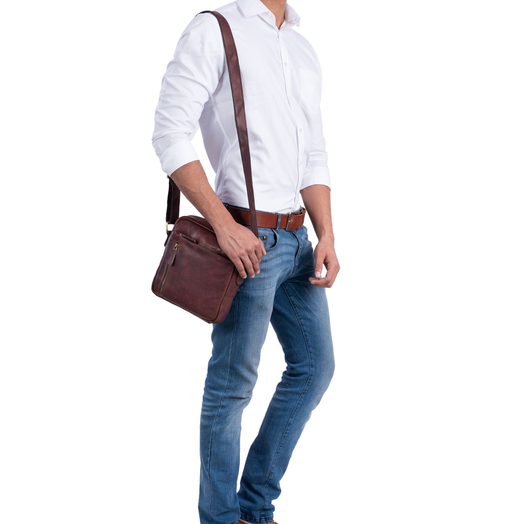 Cross Body Bag Leder Herren klein