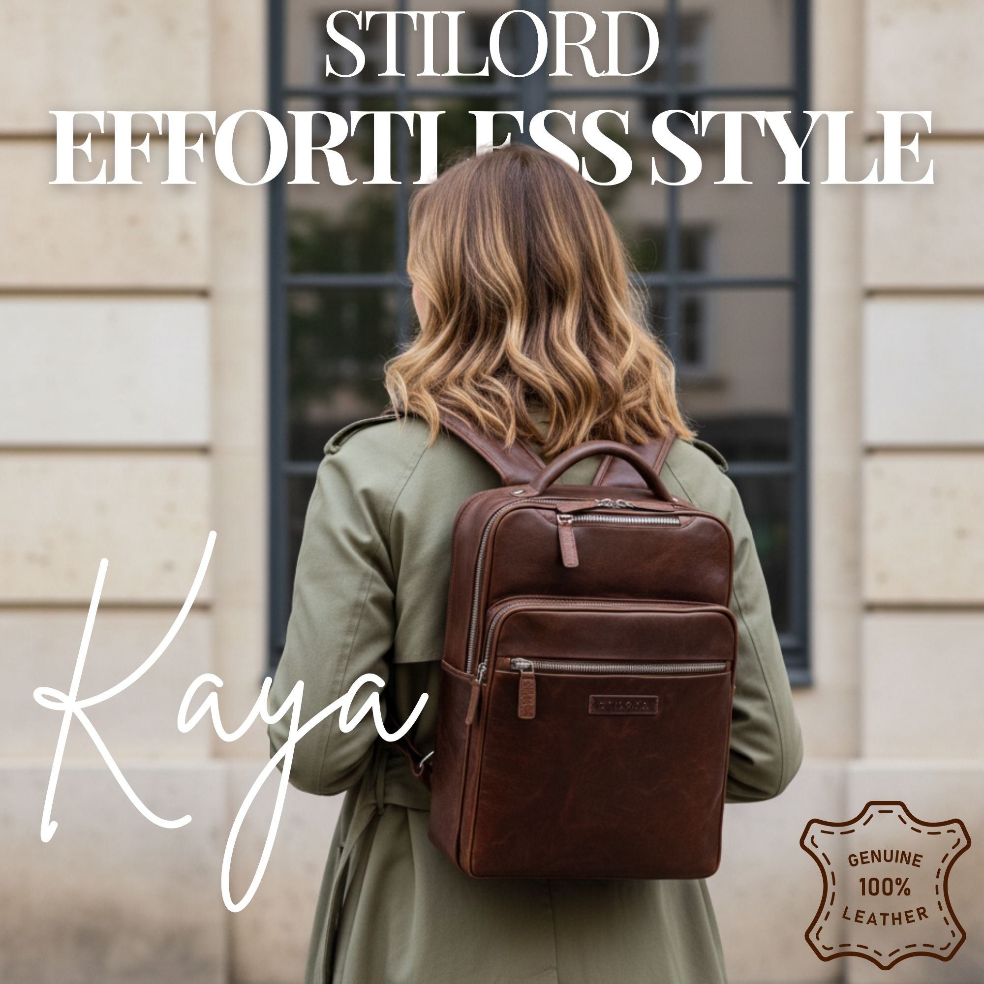 leather womens backpack medium travel cognac