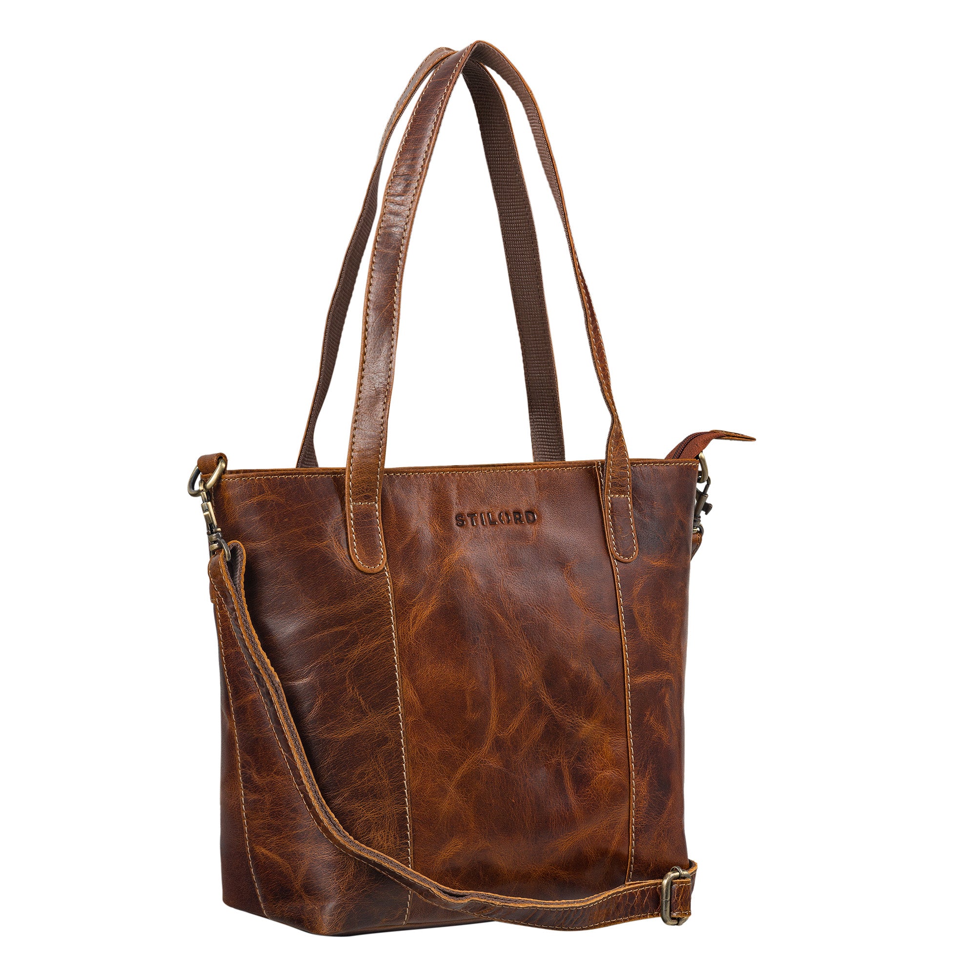 echt leder uni tasche damen braun mittel