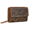 “Thea” Carteira Feminina Couro RFID Vintage Grande Porta Moedas