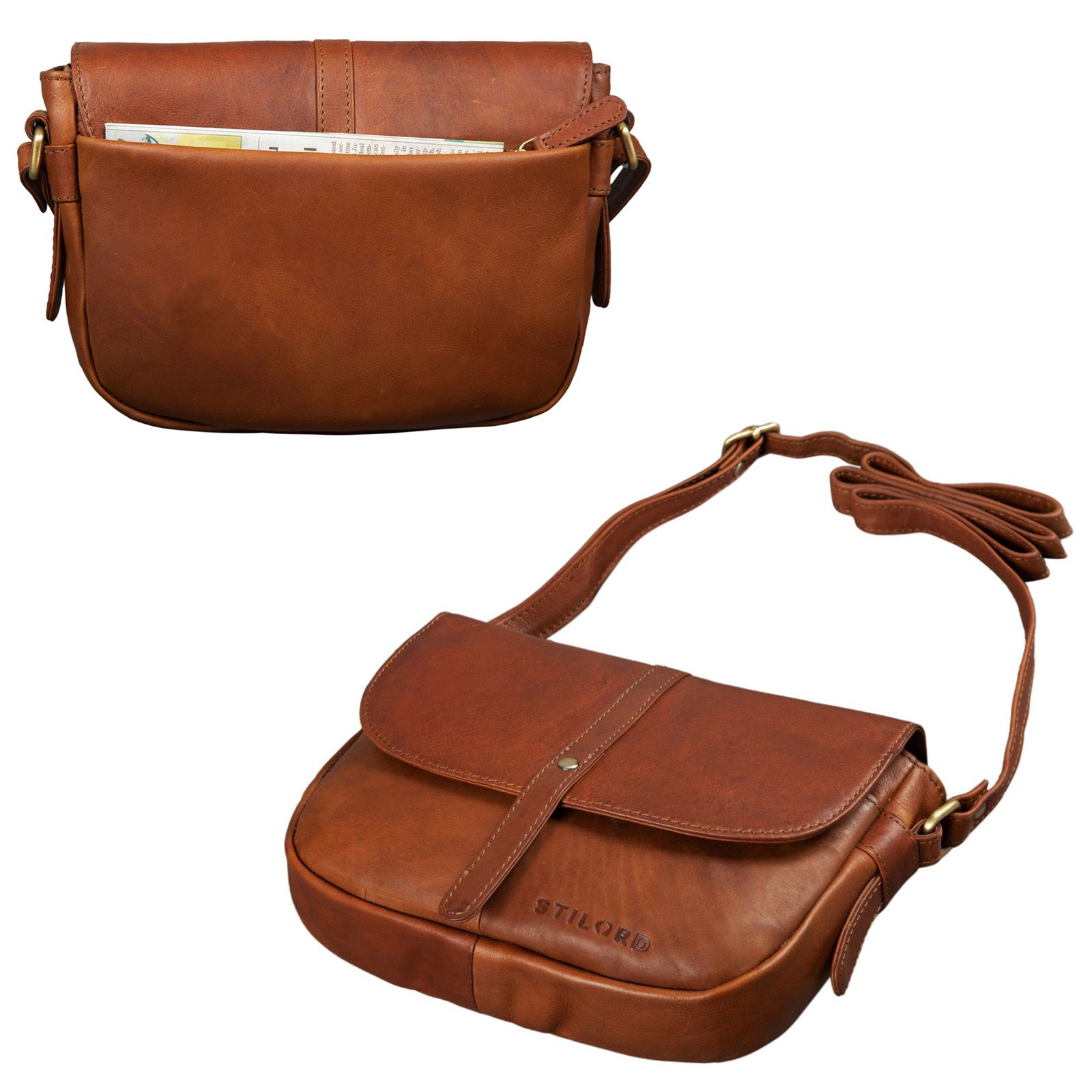 Braune Echtleder Umhängetasche Frauen