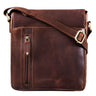 "Brady" Bolsa Messenger de Couro Marrom Pequena para Ombro