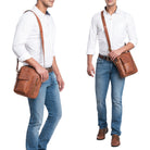 Schultertasche Leder Herren Braun Vintage
