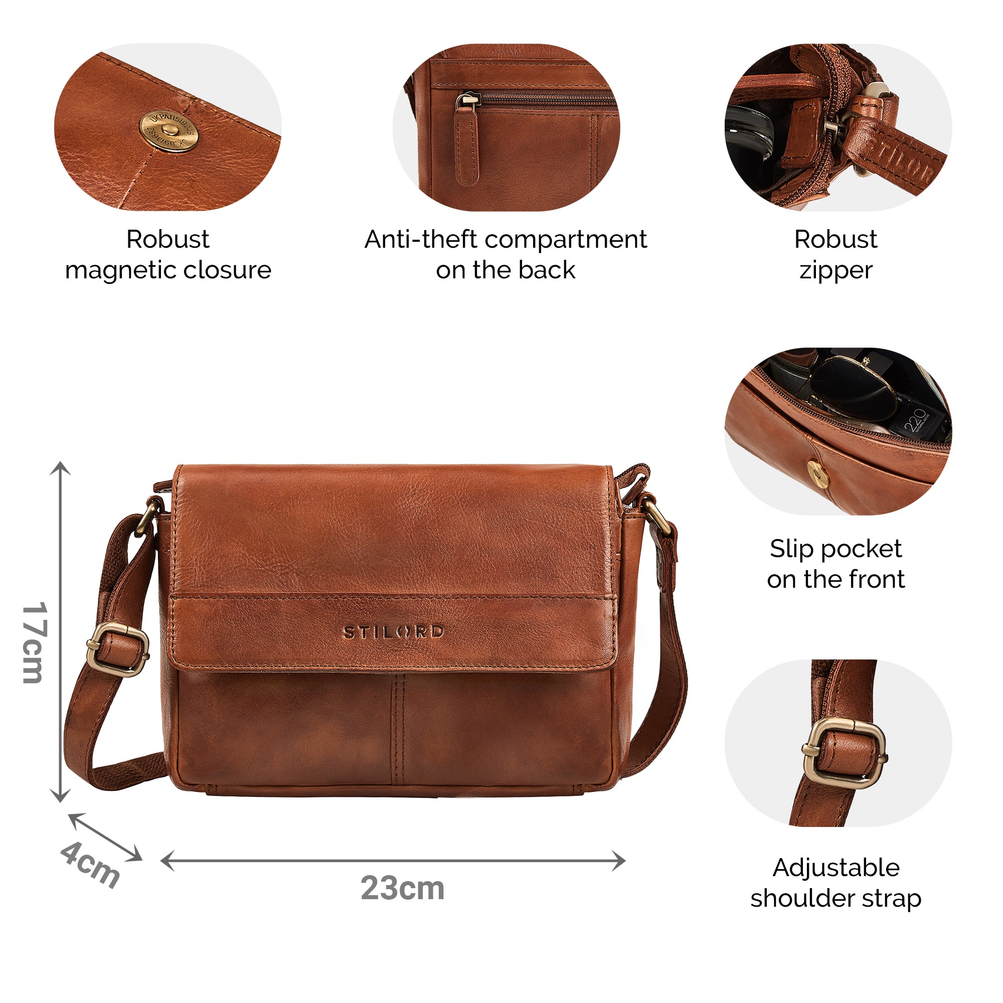 leather handbag cognac small for women