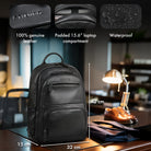 leather backpack mens black